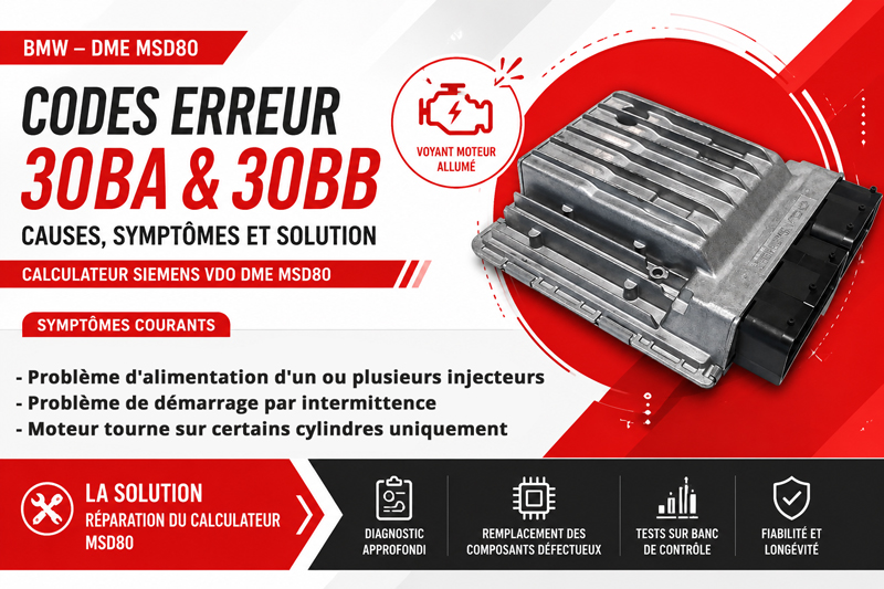 Codes d'erreur 30BA et 30BB calculateur BMW MSD80